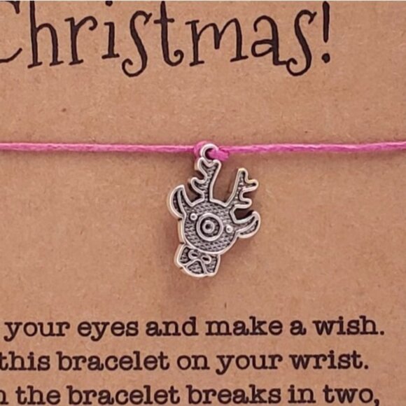 Reindeer Christmas Wish Bracelet Red String - Picture 1 of 3